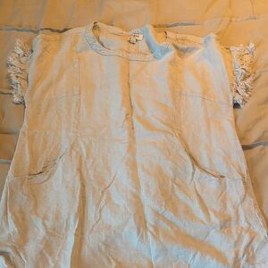 Umgee Kids Sky Blue Fringed Sleeve Blouse